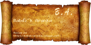 Babák Aranka névjegykártya